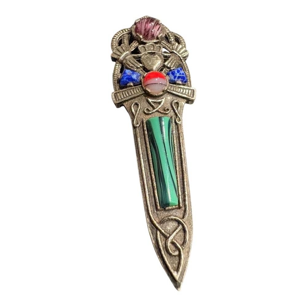 Sol D’Or (Miracle) – Vintage Celtic Gem Encrusted Dirk Sword Brooch J20